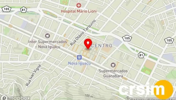 mapa de Calçadão de Nova Iguaçu Centro comercial em Nova Iguaçu