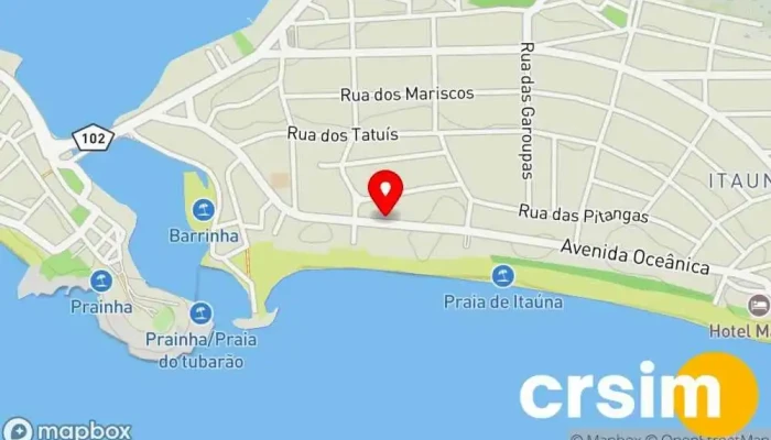 mapa de Espaço M Loja, Loja de roupas de praia, Café, Loja de Roupa, Cafeteria, Loja de equipamentos e roupas para atividades ao ar livre em Saquarema