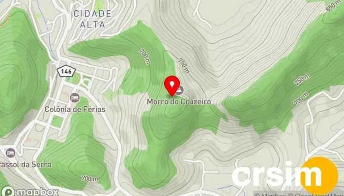 mapa de Mirante do Cruzeiro. Atração turística em Santa Maria Madalena