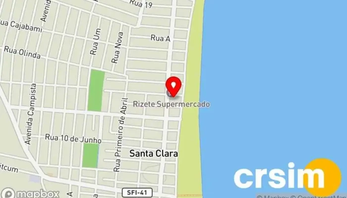 mapa de Praia de Santa Clara  em São Francisco de Itabapoana