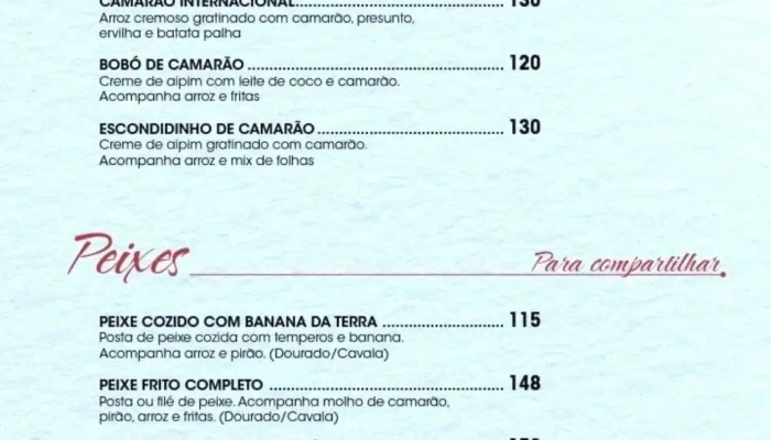 Restaurante Aconchego Dcorina Cardapio - Mangaratiba